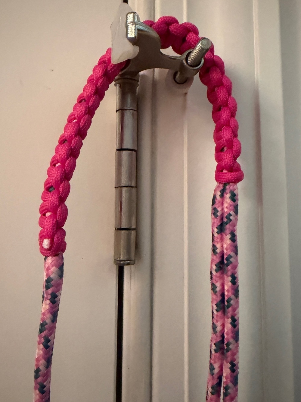 Pink Floral Crochet Phone Case Lanyard with Teal Accent - Picture 5 of 6